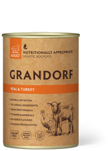 Įkelti vaizdą į galerijos rodinį, Grandorf šunų konservai su VERŠIENA IR KALAKUTIENA, 400g