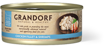 Įkelti vaizdą į galerijos rodinį, Grandorf kačių konservai su VIŠTIENOS FILE IR KREVETĖMIS