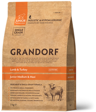 Įkelti vaizdą į galerijos rodinį, Grandorf Ėriena ir Kalakutiena - sausas maistas JAUNIEMS VISŲ VEISLIŲ ŠUNIMS 3kg