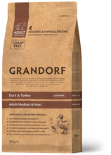 Įkelti vaizdą į galerijos rodinį, Grandorf Antiena ir Kalakutiena - sausas maistas SUAUGUSIEMS VIDUTINIŲ IR DIDELIŲ VEISLIŲ ŠUNIMS, 10kg